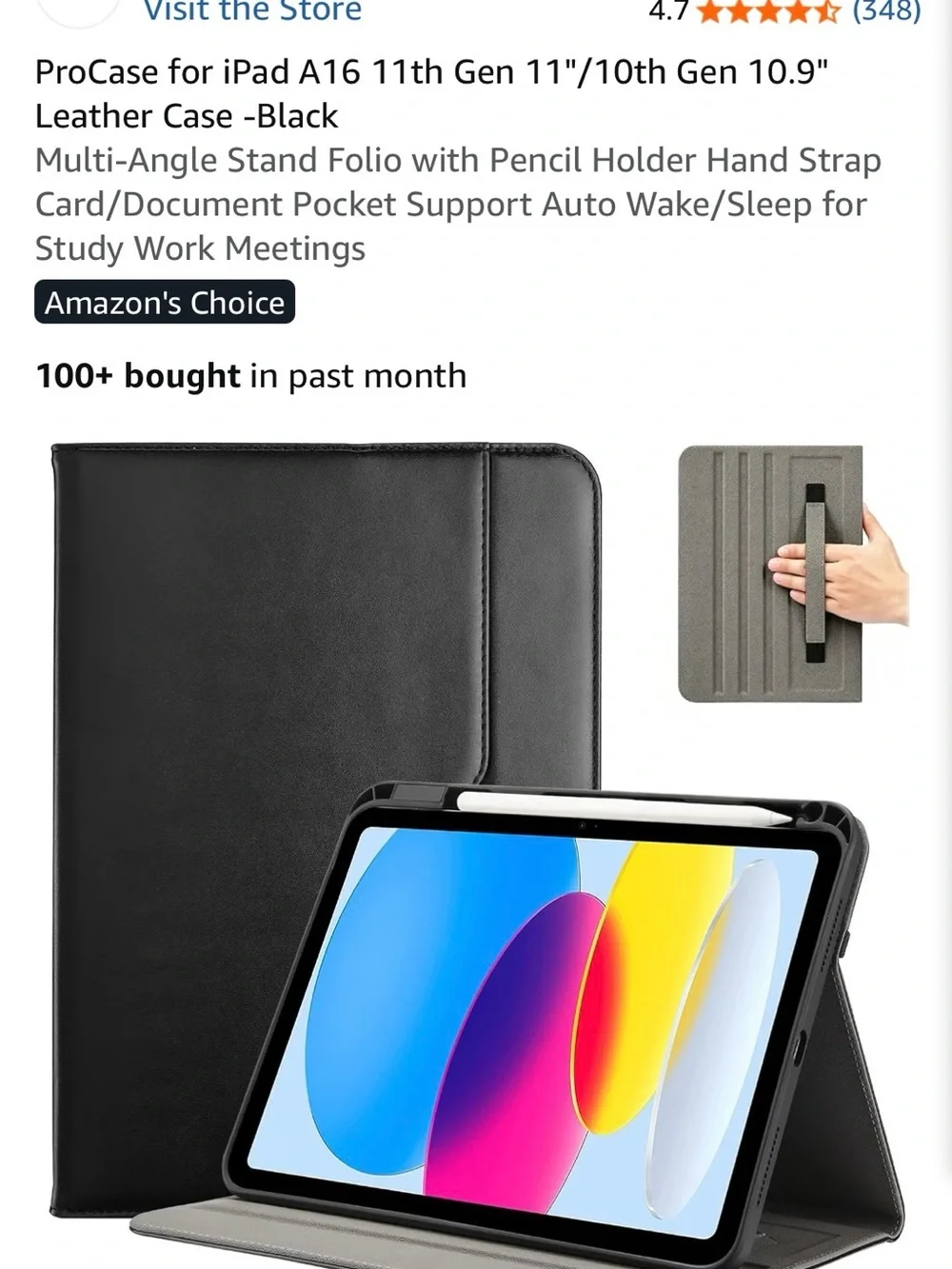 Black Leather Folio Case for 11